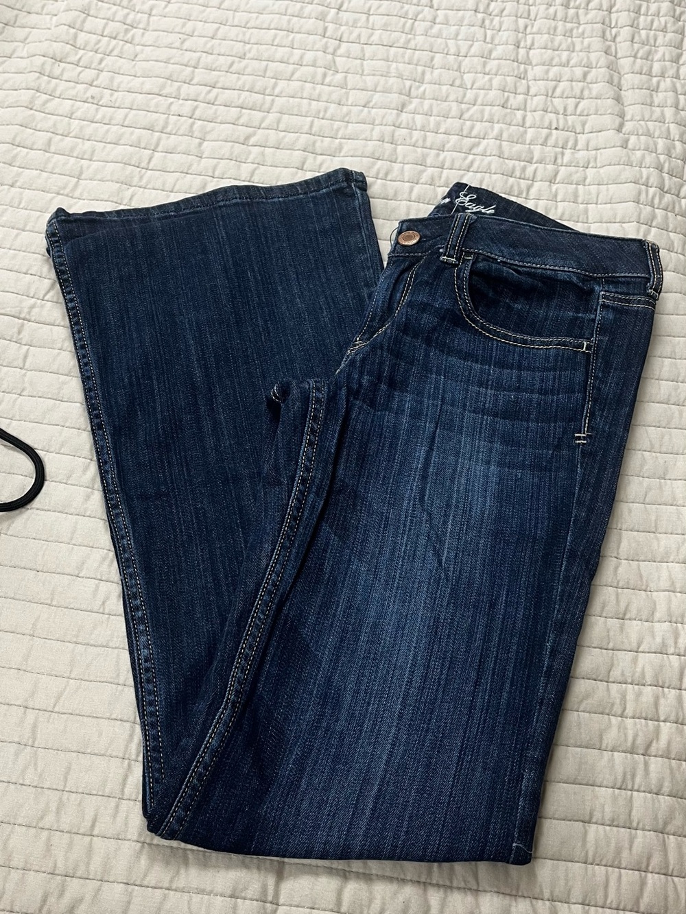 Y2K Hipster American Eagle Low Rise Dark Indigo Flare Jeans size 8L